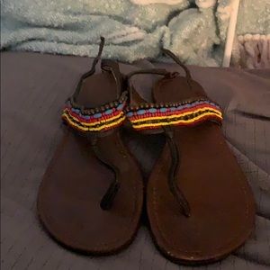 Multi-colored beaded sandals